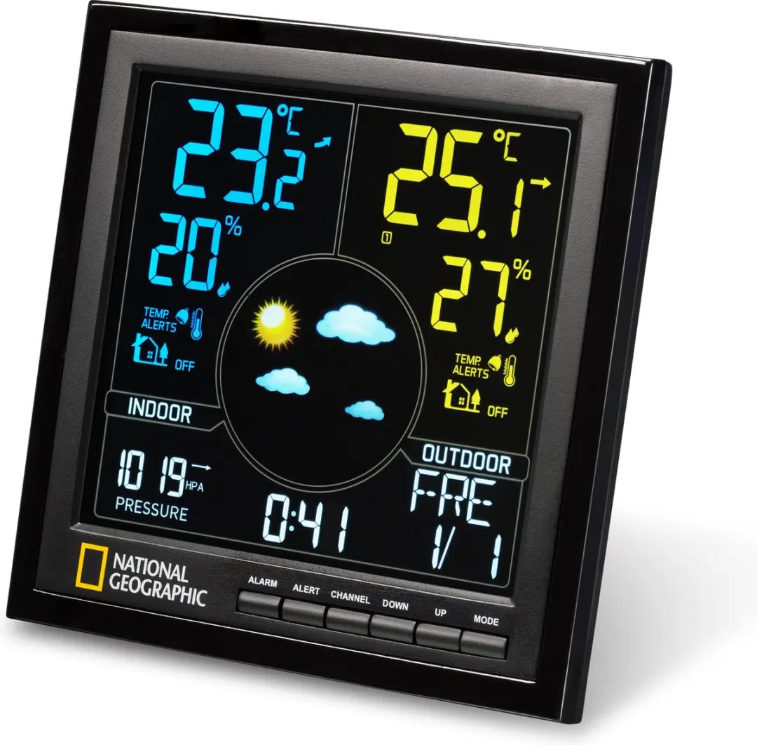 Bresser National Geographic Weerstation VA Colo - Radiogestuurd - Zwart