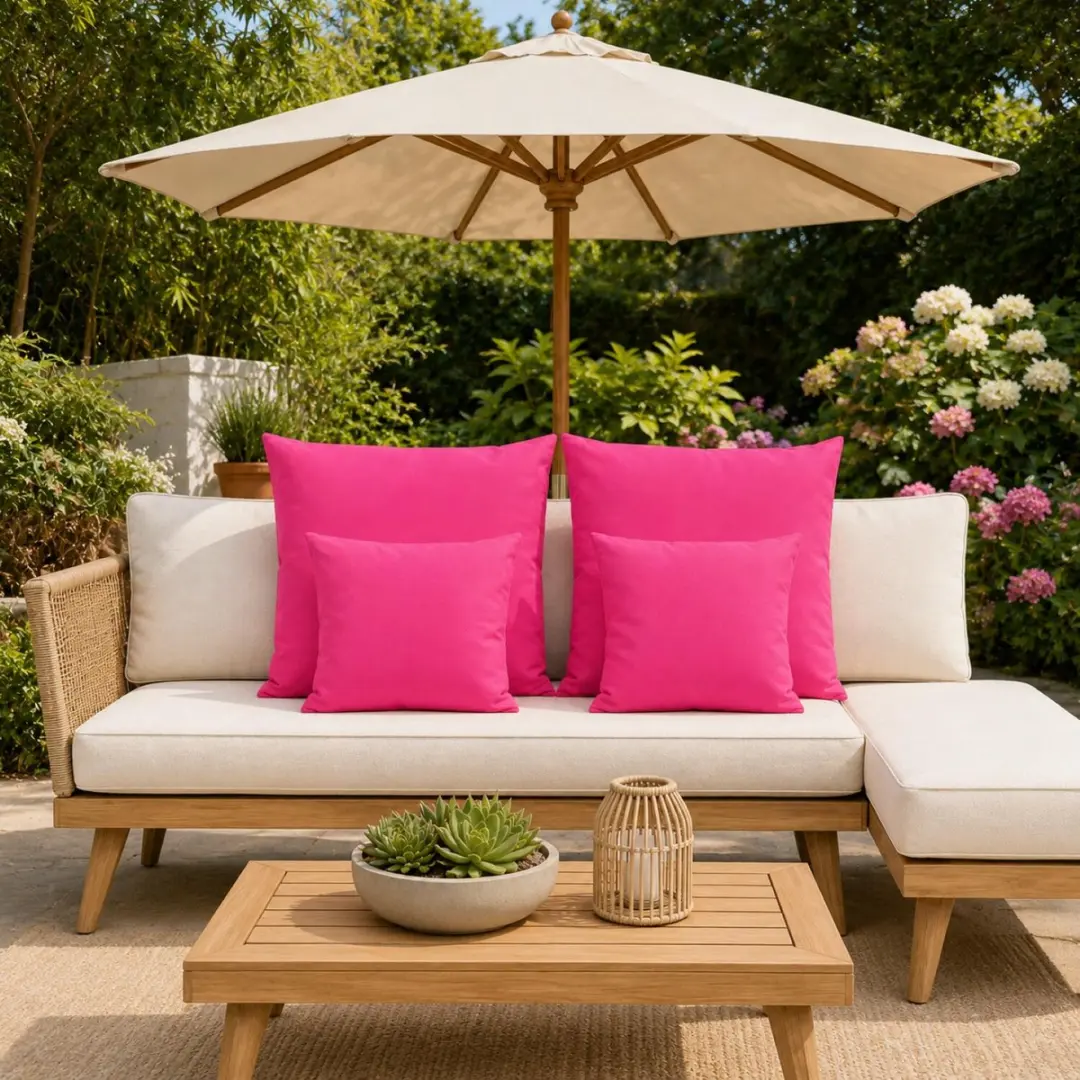 Anna's Collection Tuin Kussens Set 4 Stuks - Fuchsia - 2 Formaten