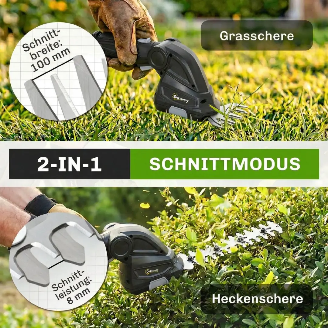 Outsunny Heggenschaar ABS 80W - 2x Accu - Zwart
