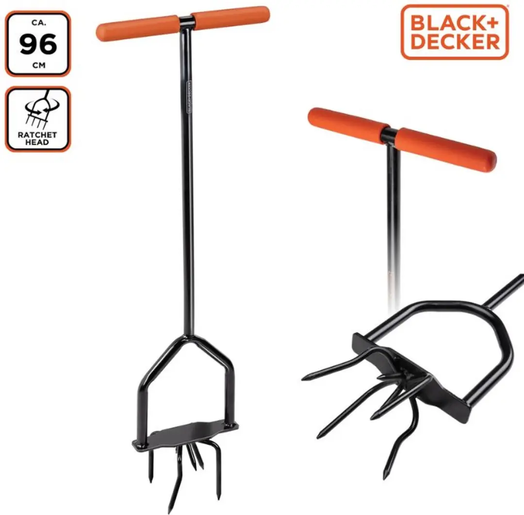 BLACK+DECKER Ratelcultivator 4 Tanden - Zwart/Oranje