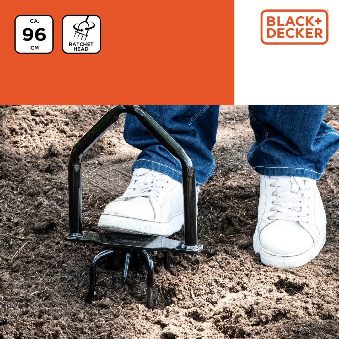 BLACK+DECKER Ratelcultivator 4 Tanden - Zwart/Oranje