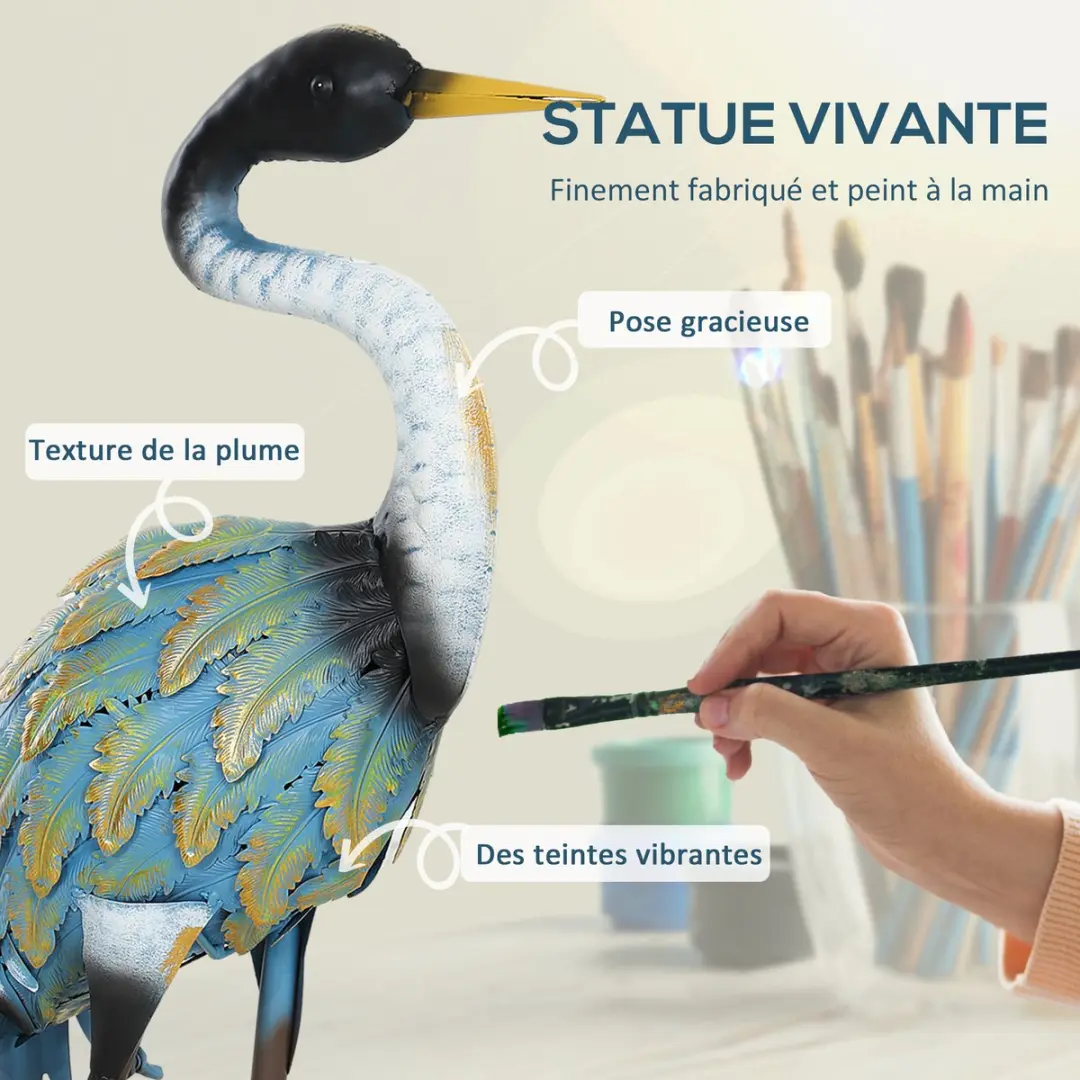 Outsunny Tuinbeeld Metaal - 28x17x63cm - Multicolor - afbeelding 6 van 6