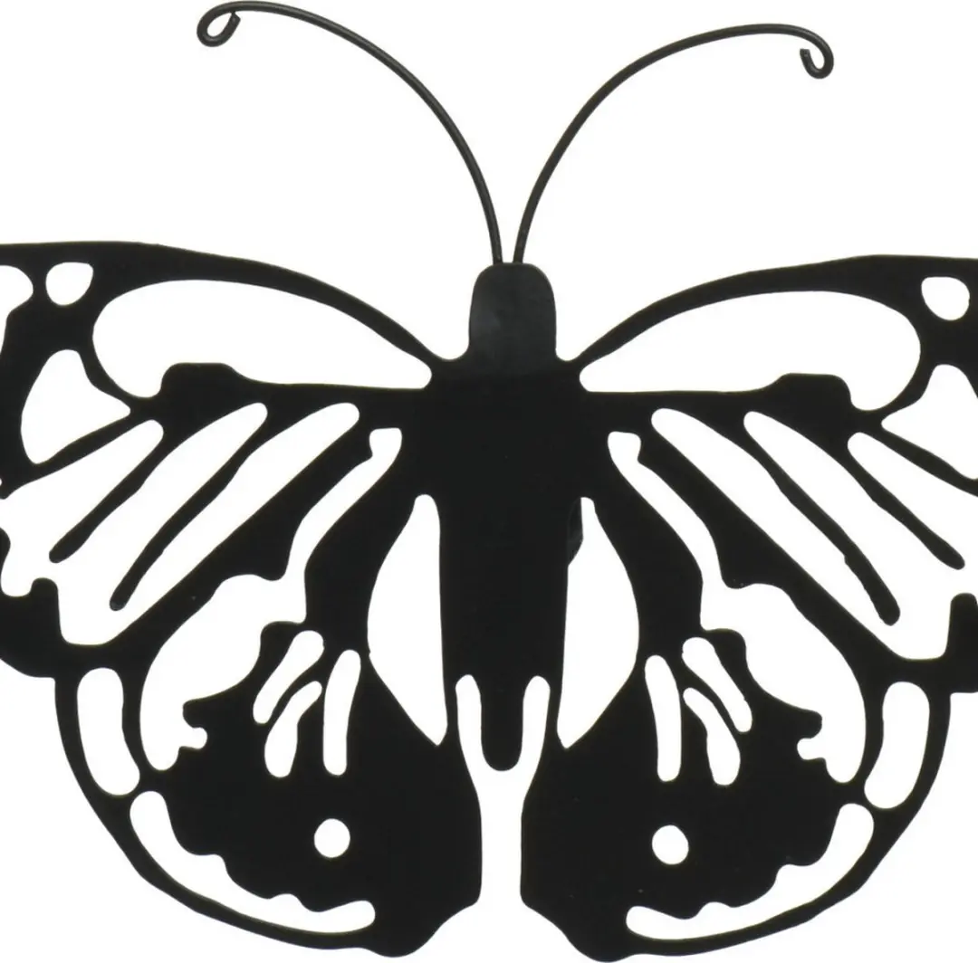Decoris Vlinder Tuindecoratie Metaal - 36x25cm - Zwart