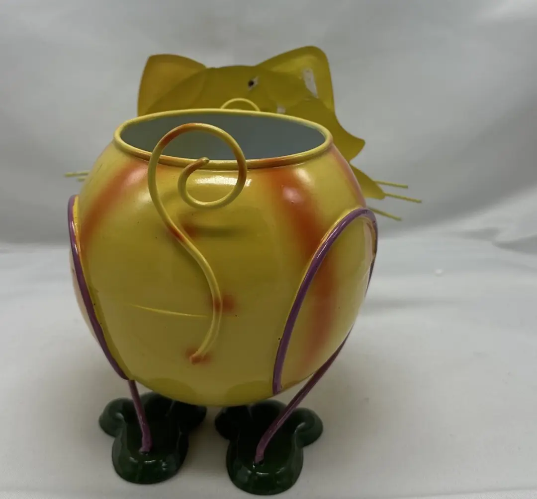 Impuls Metalen Kat Decopot - 15x15x8,5cm - Meerkleurig