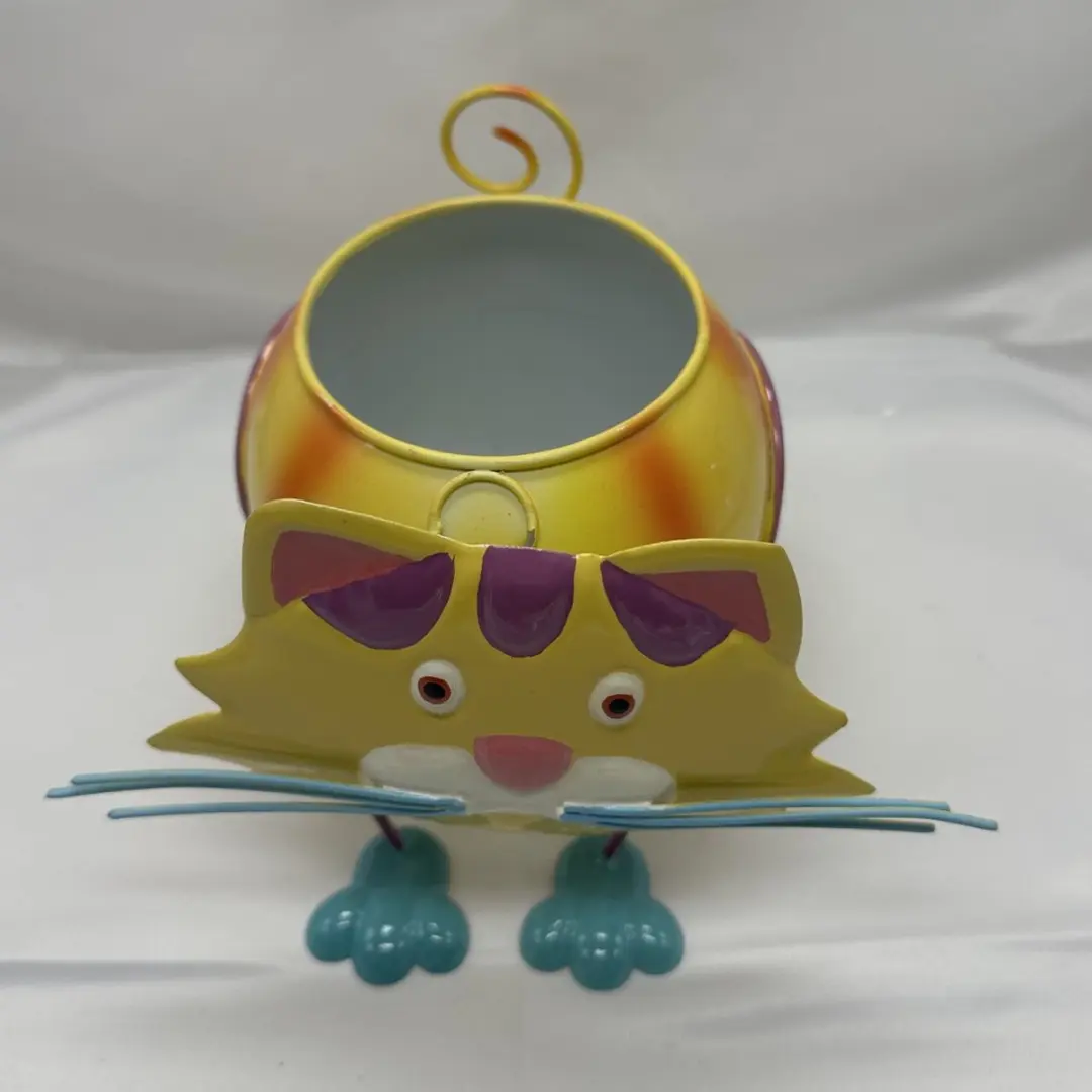Impuls Metalen Kat Decopot - 15x15x8,5cm - Meerkleurig