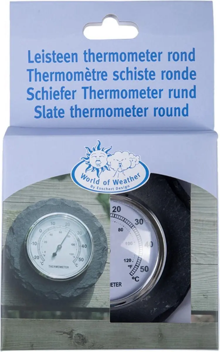 Esschert Design Leisteen Thermometer Rond - Grijs