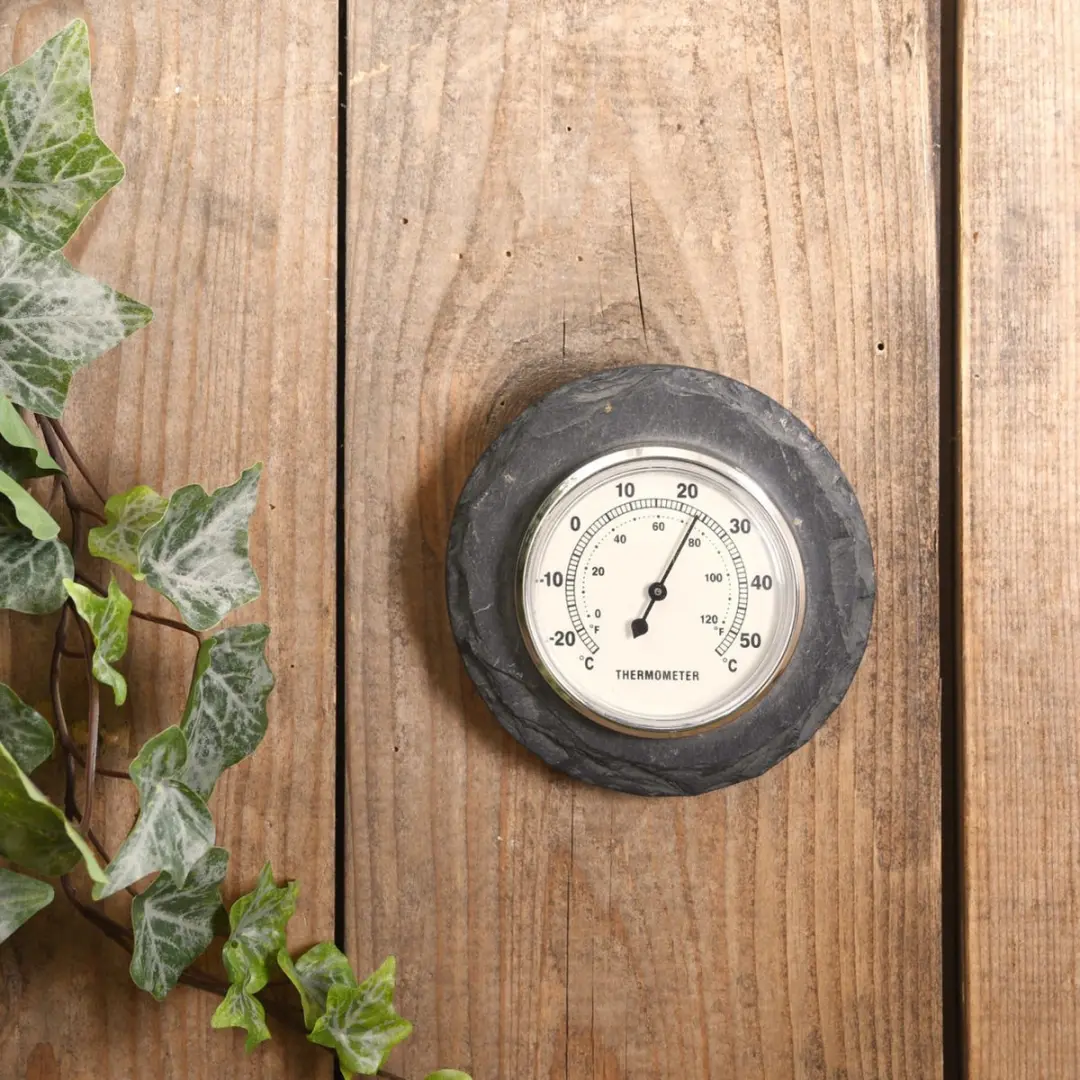 Esschert Design Leisteen Thermometer Rond - Grijs