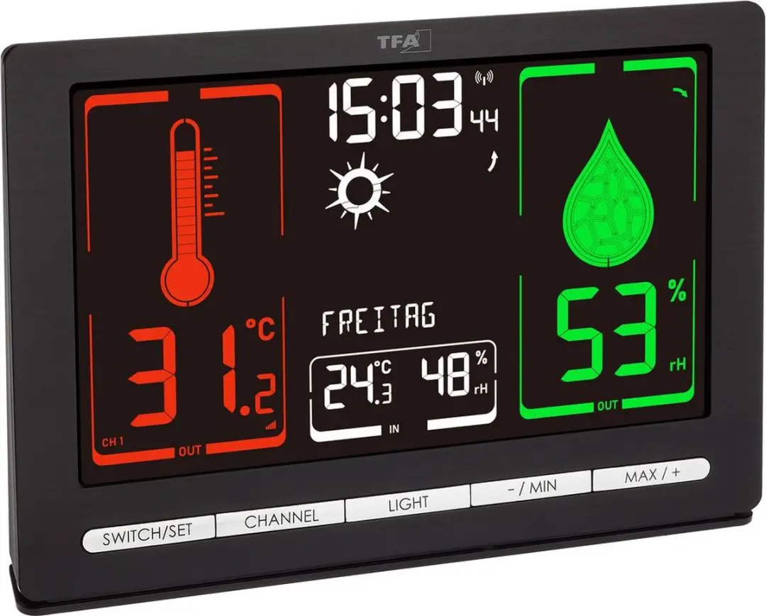 TFA Dostmann METEOCHROME 35.1132.01 Draadloos Weerstation - Zwart - afbeelding 6 van 6