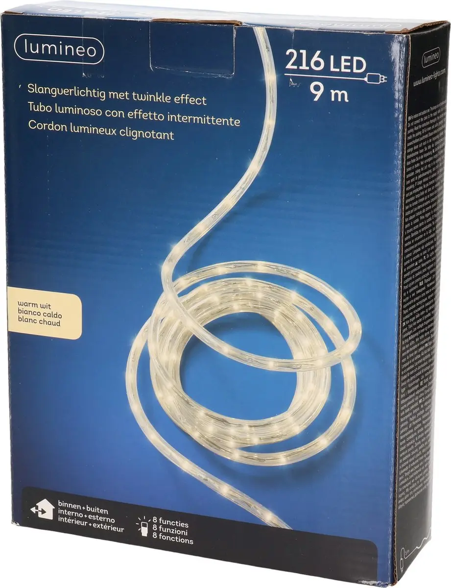 Lumineo Lichtslang 9m - 216 LED Warm Wit