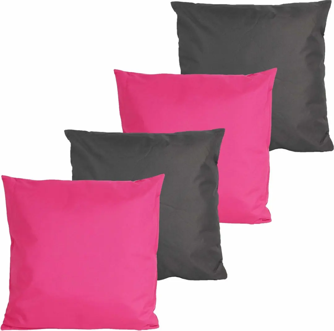 Anna's Collection Bankkussens 45x45cm - 4 Stuks - Fuchsia/Anthraciet