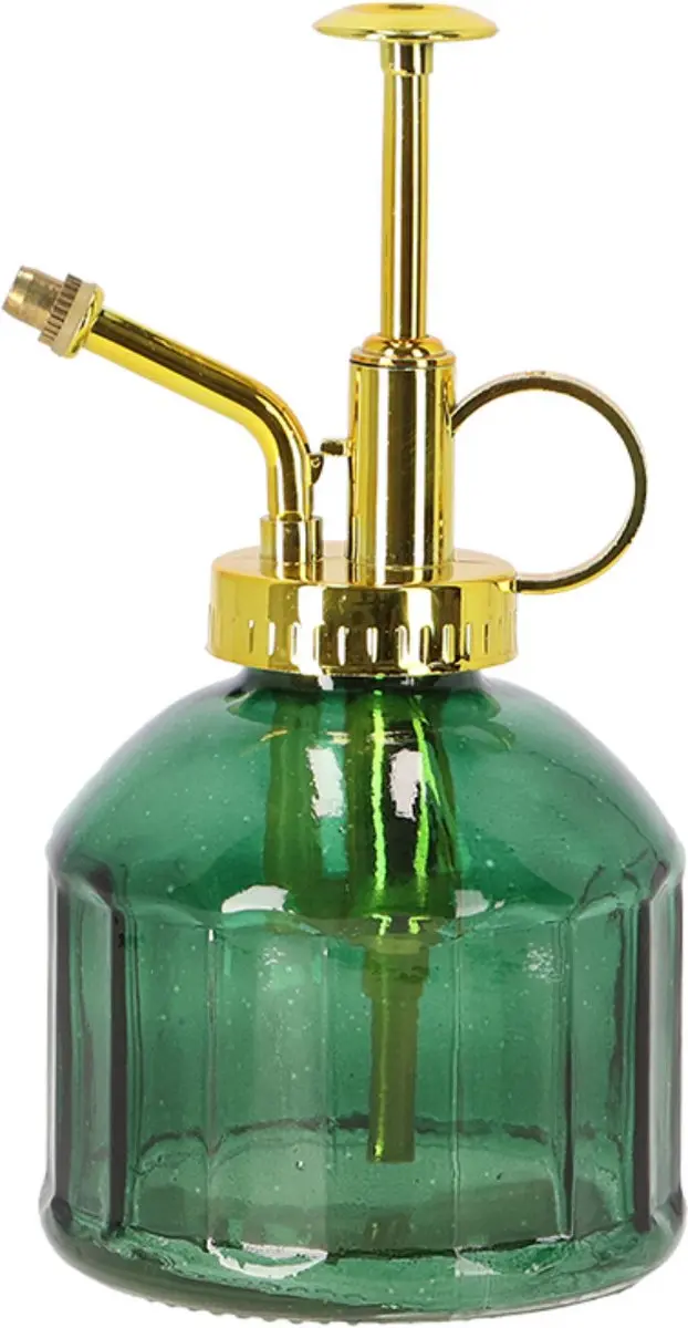 Esschert Design Plantenspuit Glas 15.5cm - Smaragdgroen/Goud