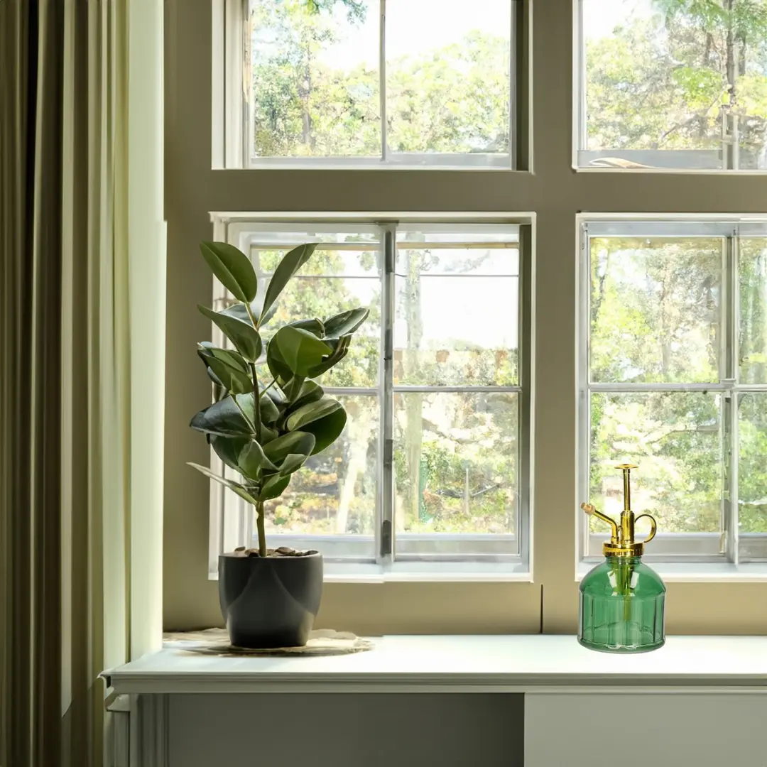 Esschert Design Plantenspuit Glas 15.5cm - Smaragdgroen/Goud
