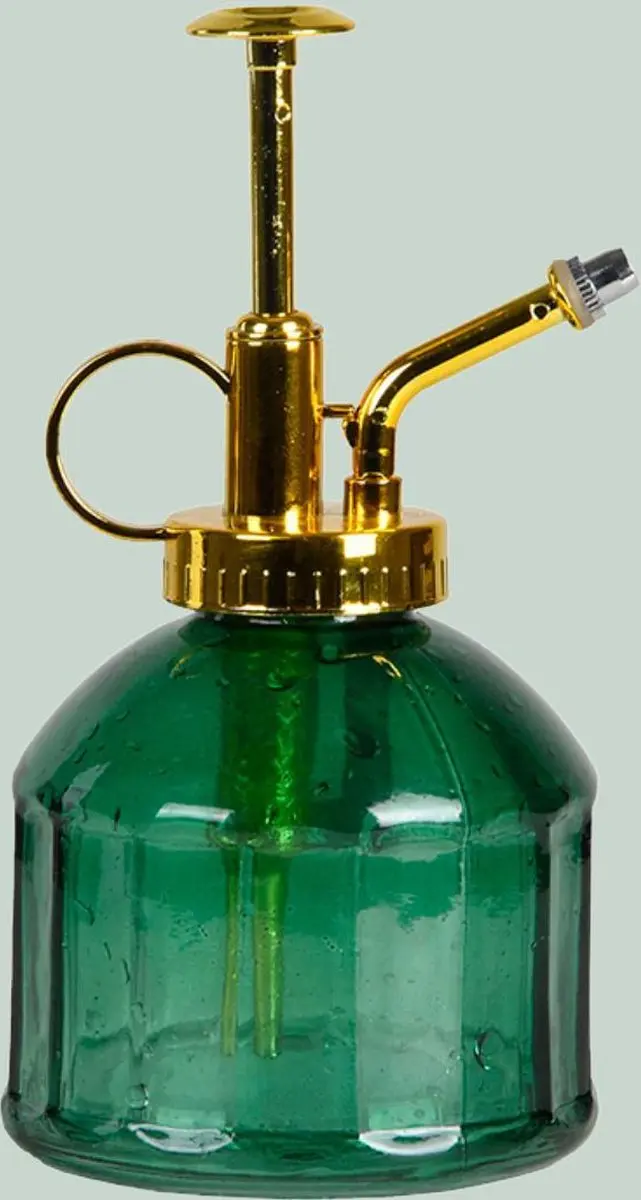 Esschert Design Plantenspuit Glas 15.5cm - Smaragdgroen/Goud