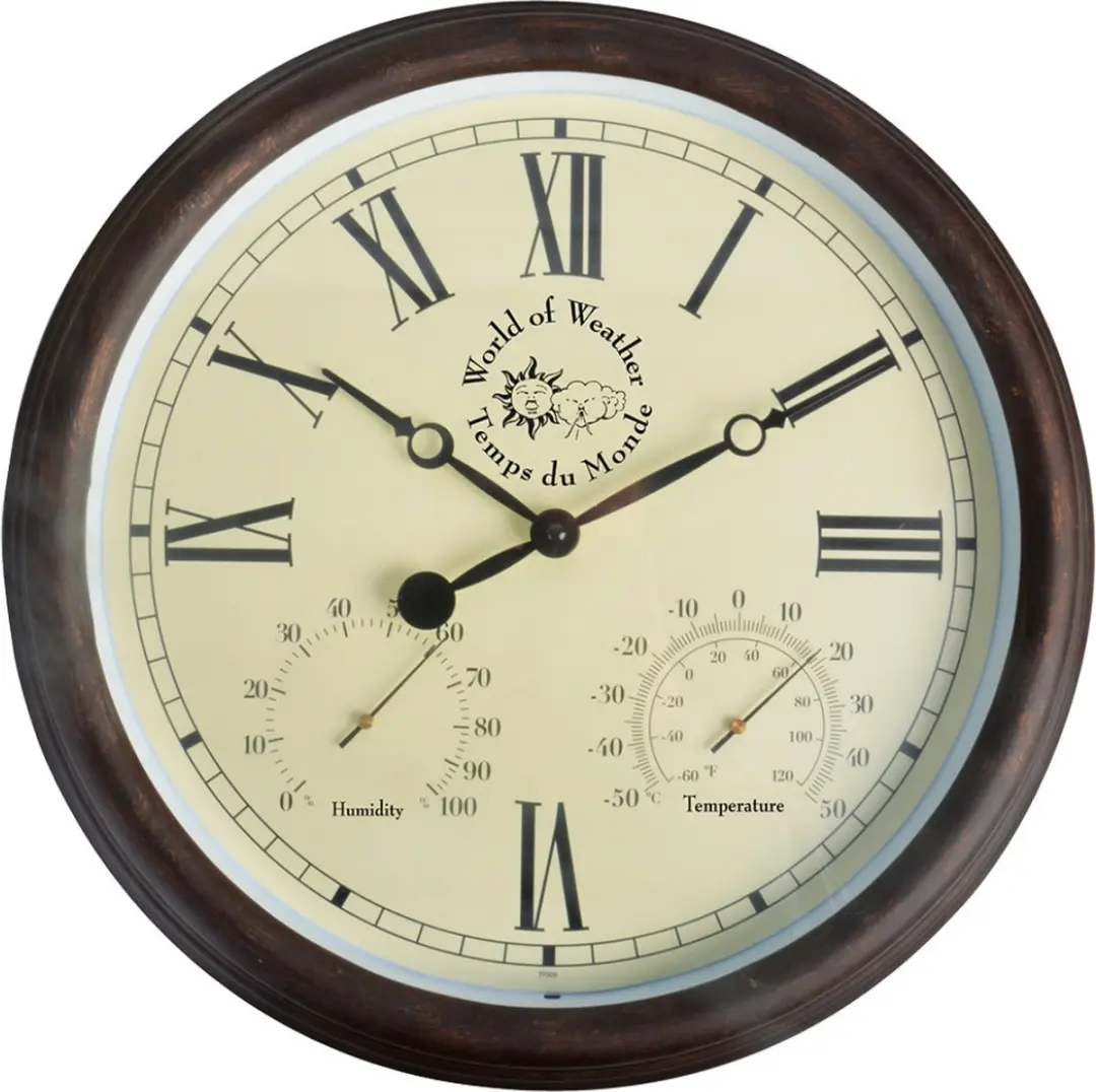 Esschert Design Wandklok met Thermometer Luchtvochtigheid