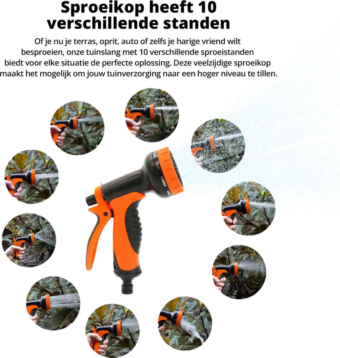 FlinQ RVS Flexibele Tuinslang 30m - met Sproeikop