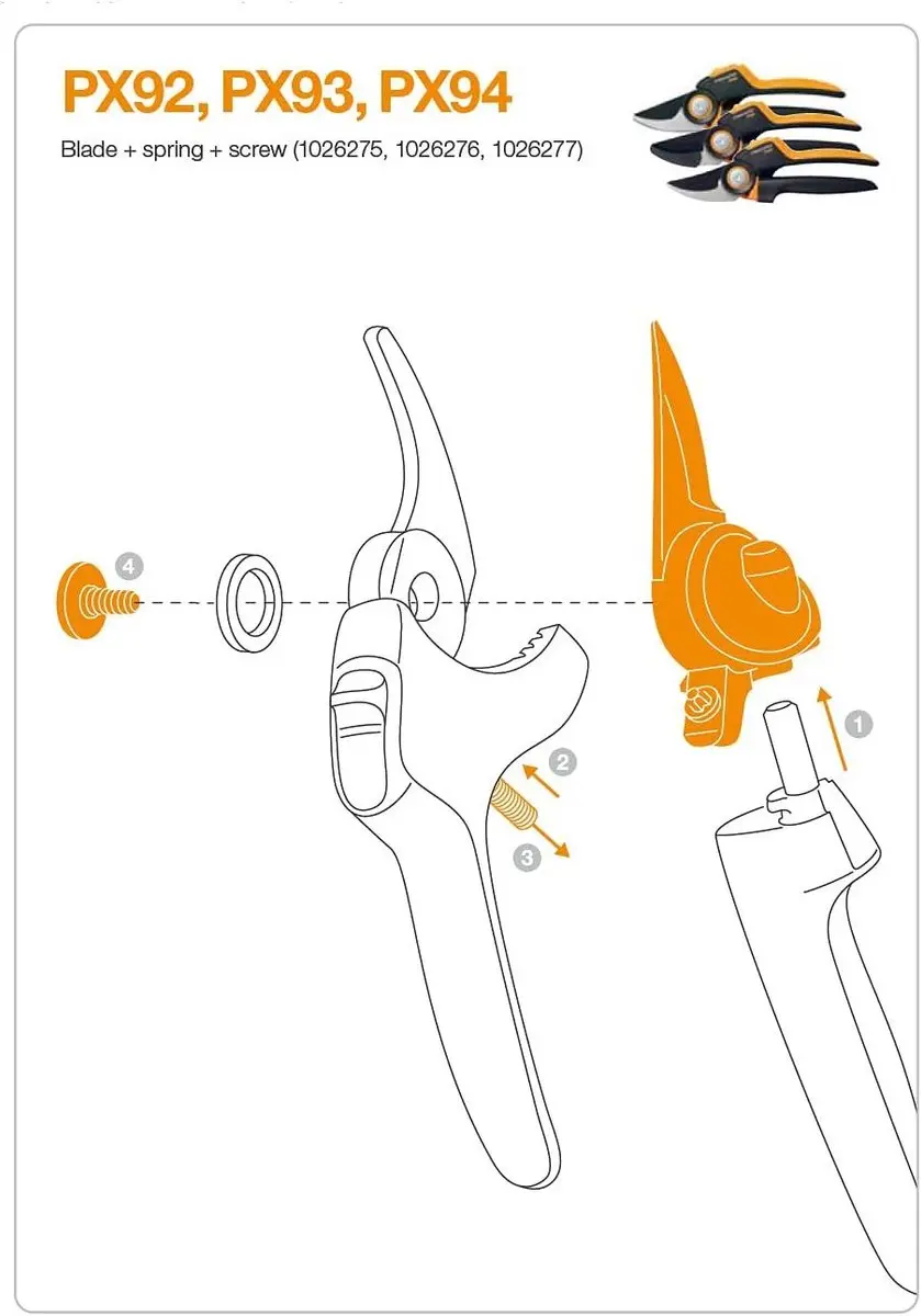 Fiskars PowerGear X PX92 Vervangmes - oranje/zwart