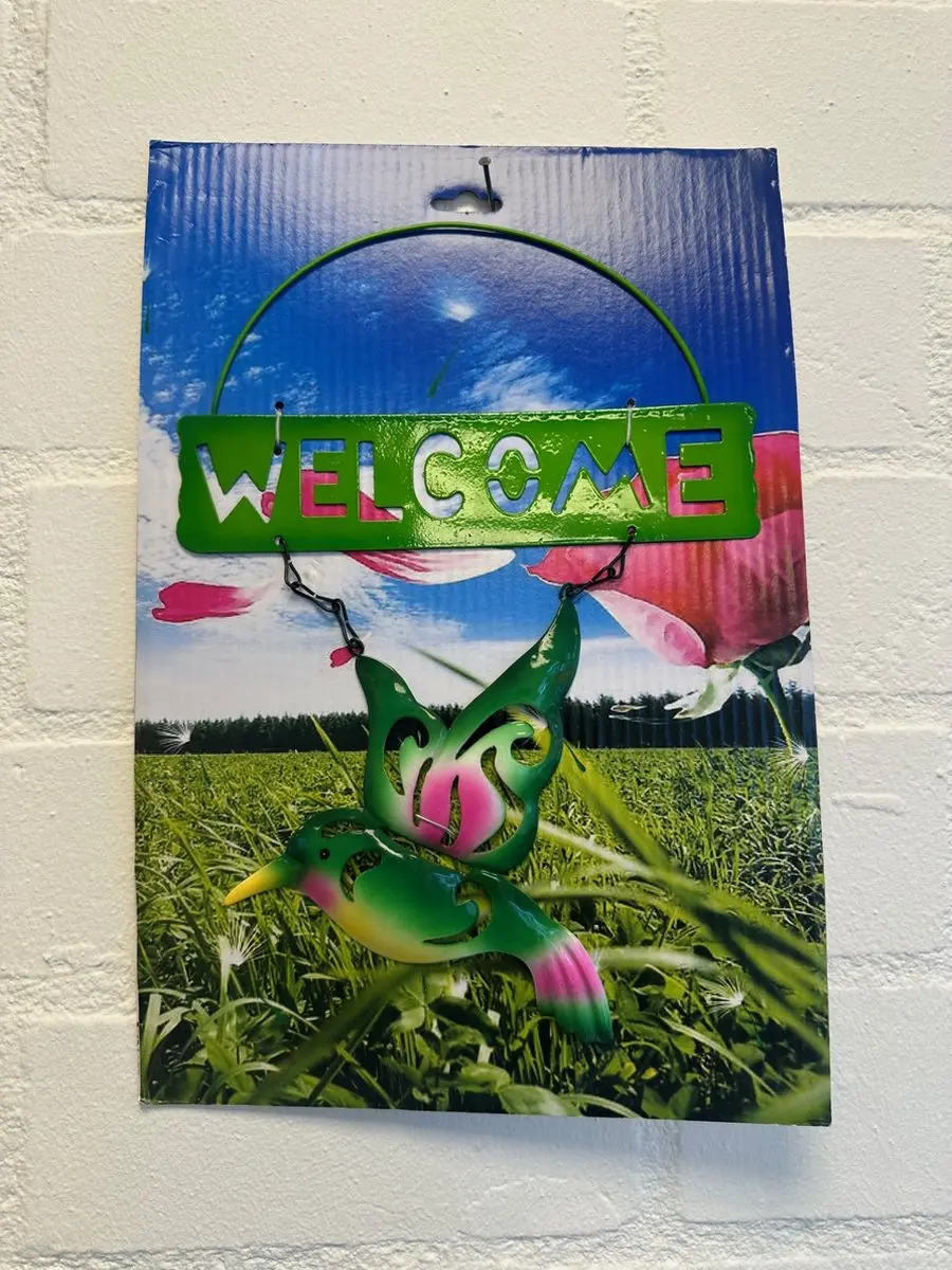 Impuls Tuin Hanger Welcome Kolibri Groen 30x20x1cm