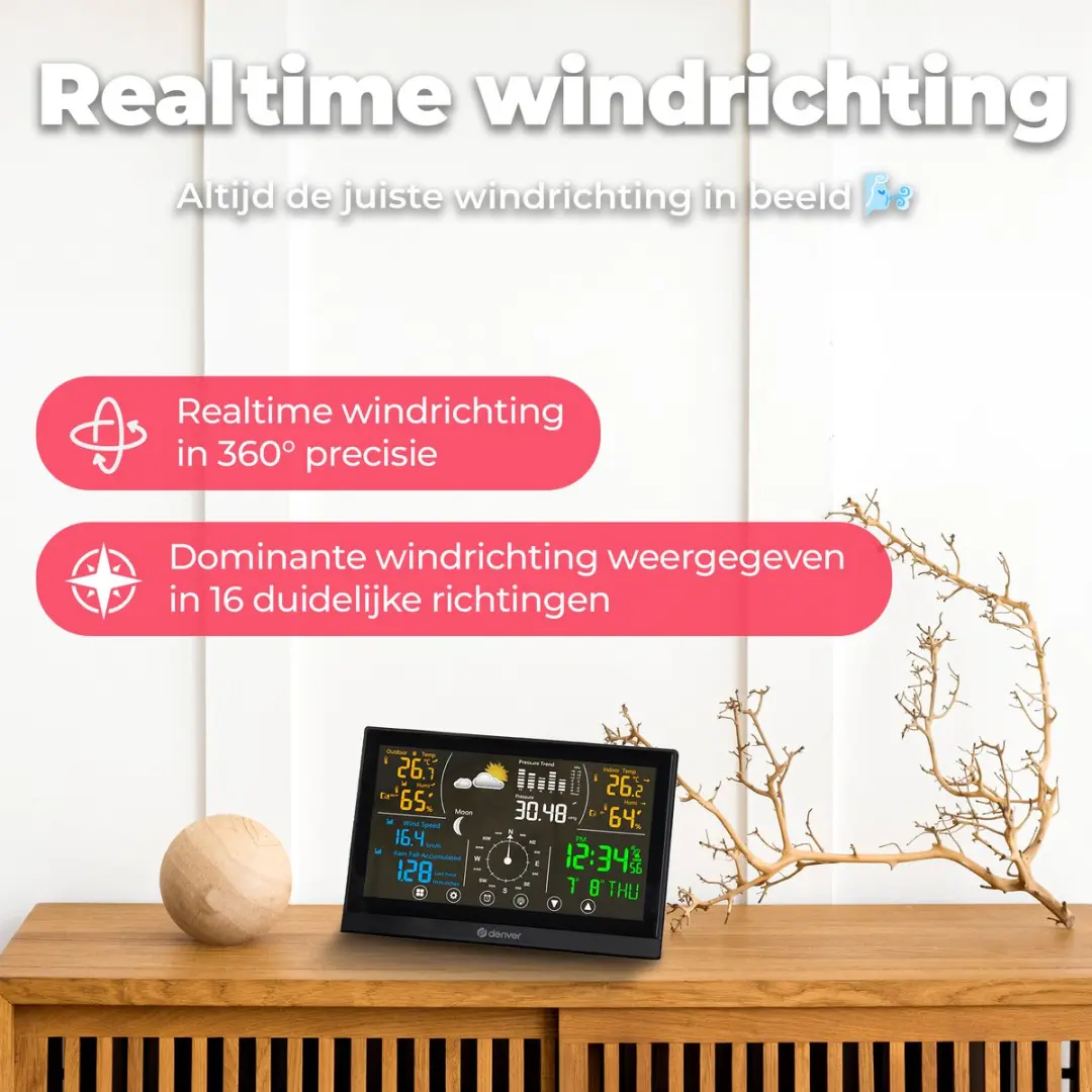 Denver WS650 Weerstation 8-in-1 - Draadloze Buitensensor - Zwart/Wit