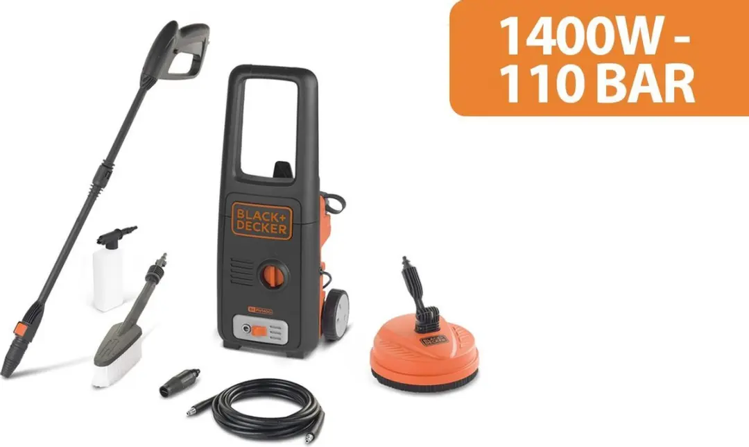 BLACK+DECKER BXPW1400PE Hogedrukreiniger 1400W - 110 Bar - 8 Accessoires - afbeelding 3 van 6
