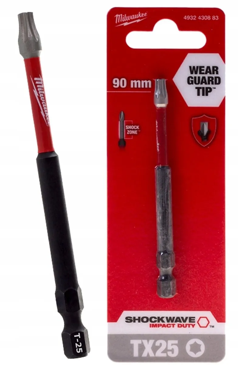 Milwaukee Shockwave TX25 Torx-bit 90mm - Metaal
