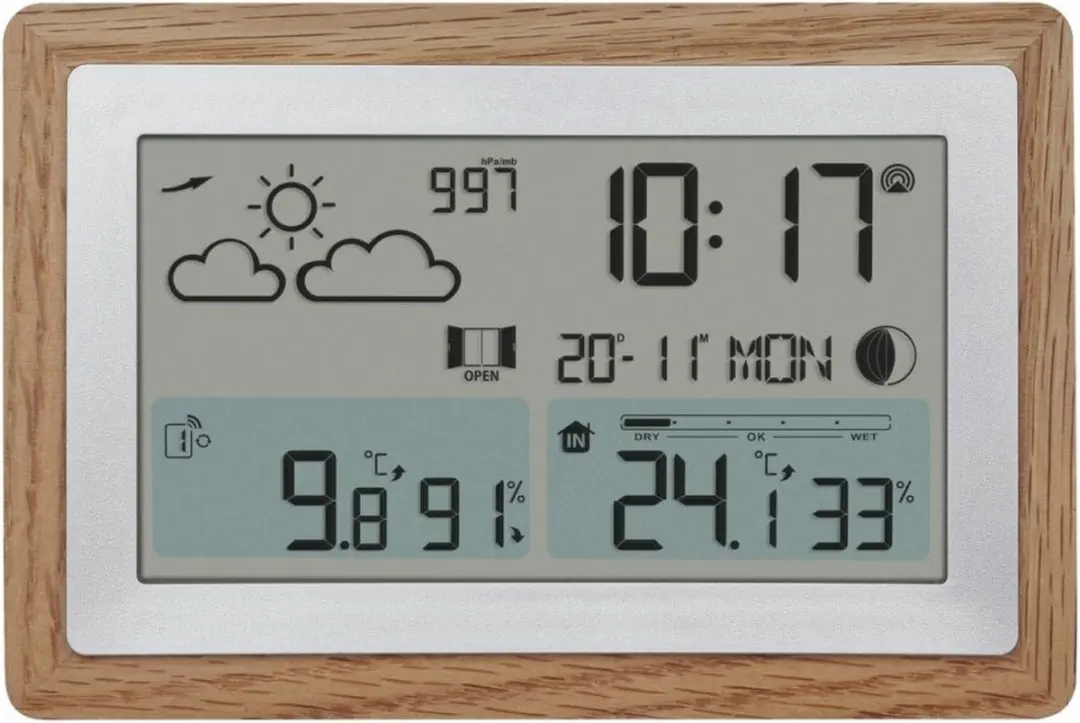 TFA Dostmann OAK 35.1167.54 Draadloos Weerstation - 3 Sensoren - Eiken/Zilver
