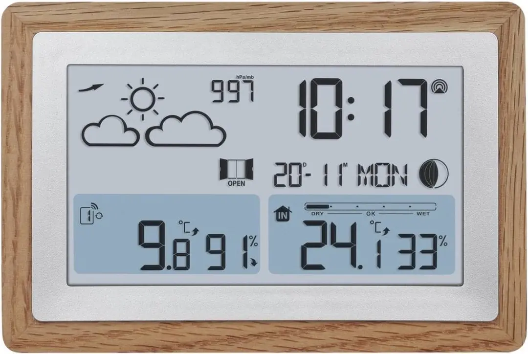 TFA Dostmann OAK 35.1167.54 Draadloos Weerstation - 3 Sensoren - Eiken/Zilver