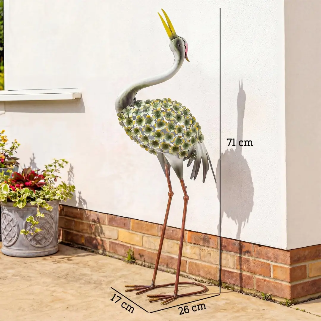 Outsunny Tuinbeeld Reiger Metaal - 26x17x71cm Groen - afbeelding 6 van 6