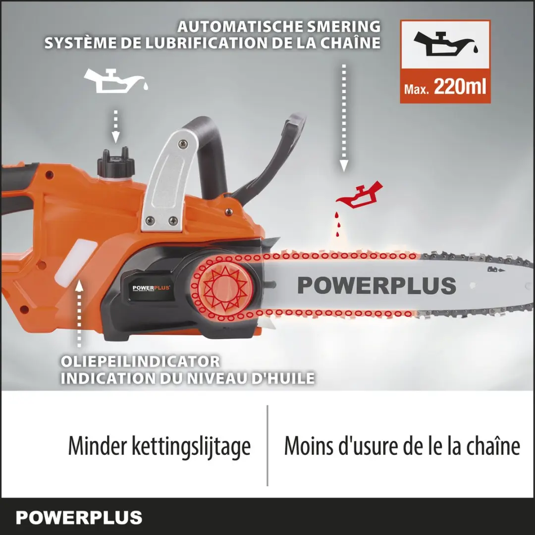 Powerplus Dual Power POWDPG7570 Accu-kettingzaag 20V - 30cm zaagblad