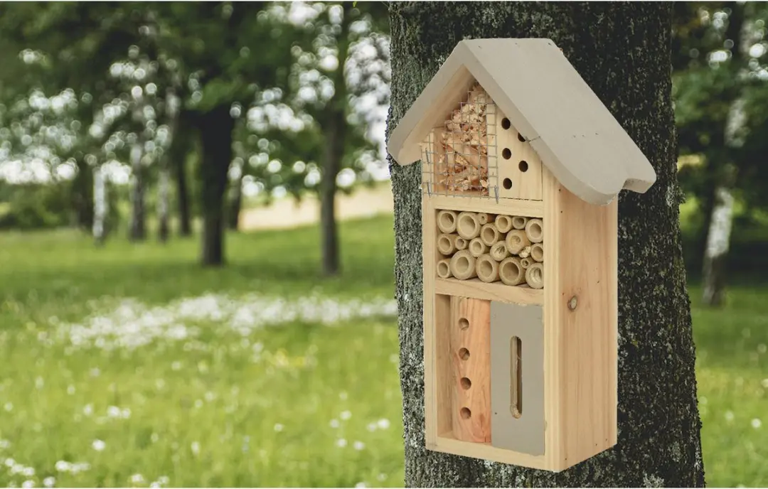 Decoris Insectenhotel Bamboe - 9x16x26cm - Groen/Grijs