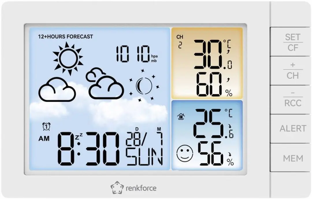 Renkforce RF-4883634 Digitaal Weerstation - 3 Sensoren - Wit