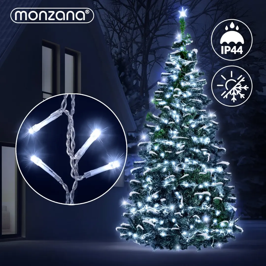 Monzana Lichtsnoer 200 LED 10m - Koel wit