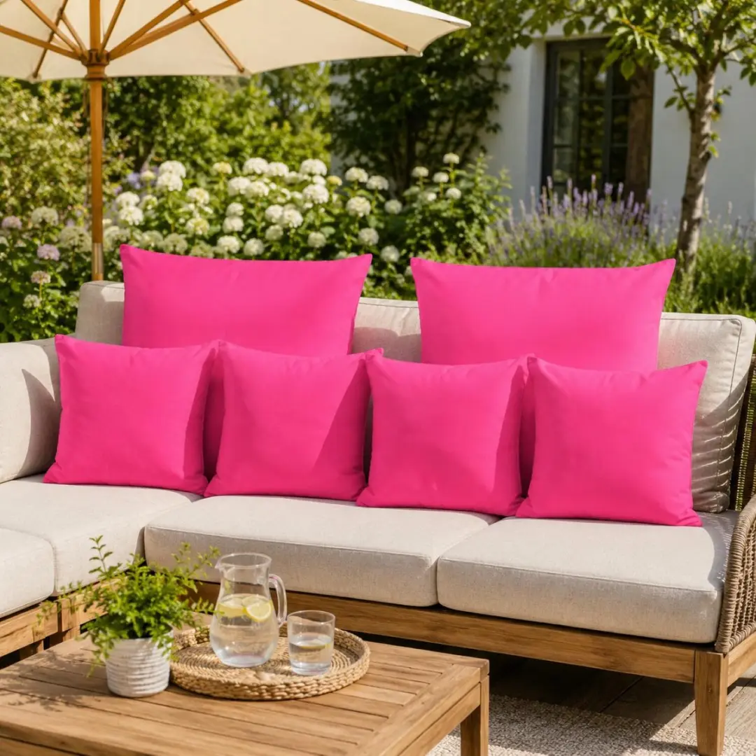 Anna's Collection Bank/Tuin Kussensset 6-delig - Fuchsia - 2 Formaten