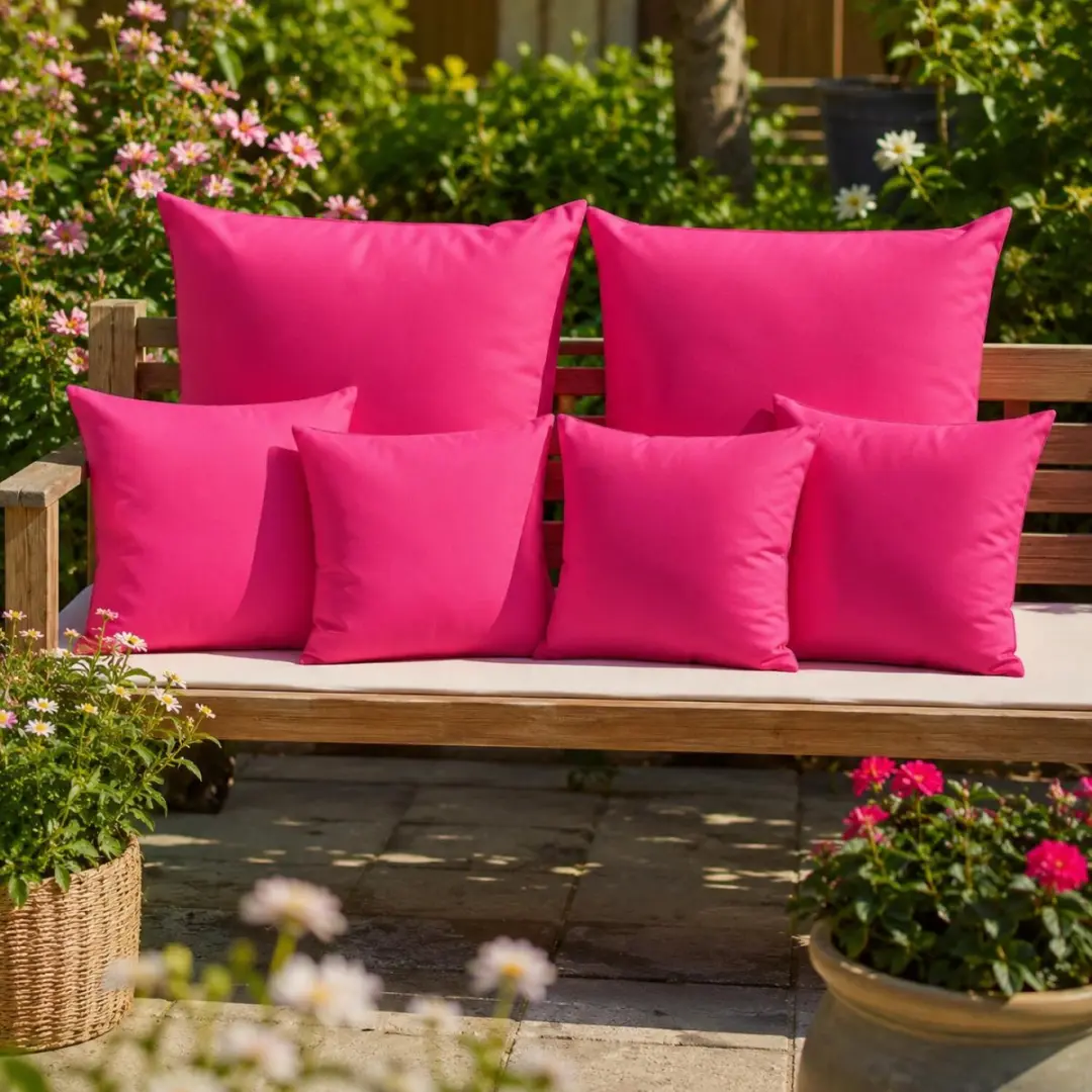 Anna's Collection Bank/Tuin Kussensset 6-delig - Fuchsia - 2 Formaten