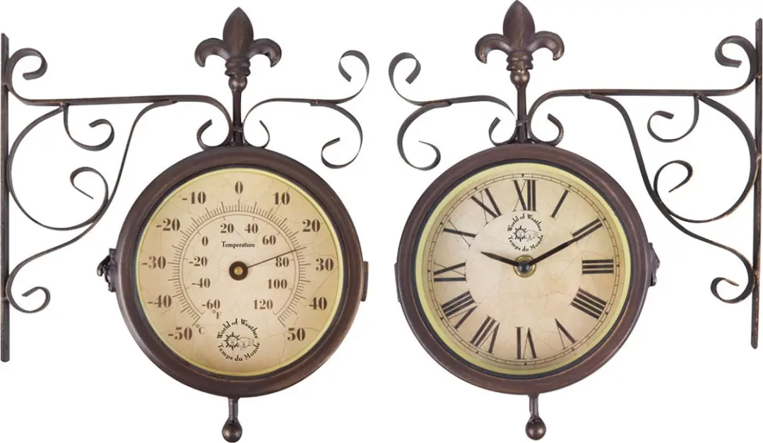 Esschert Design Stationsklok met Thermometer