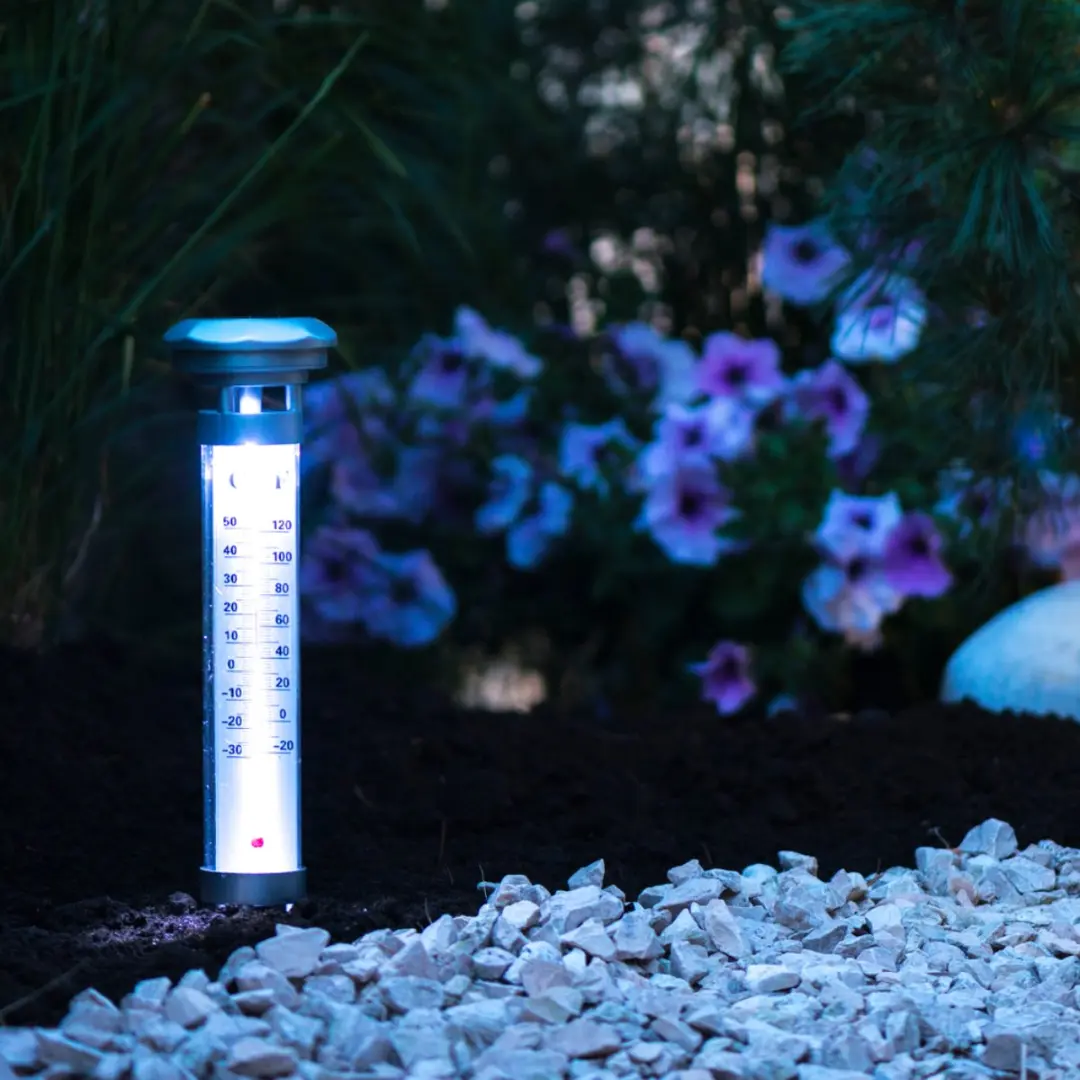 Grundig Solar Tuinlamp 1 LED - Thermometer - Aluminium - afbeelding 6 van 6