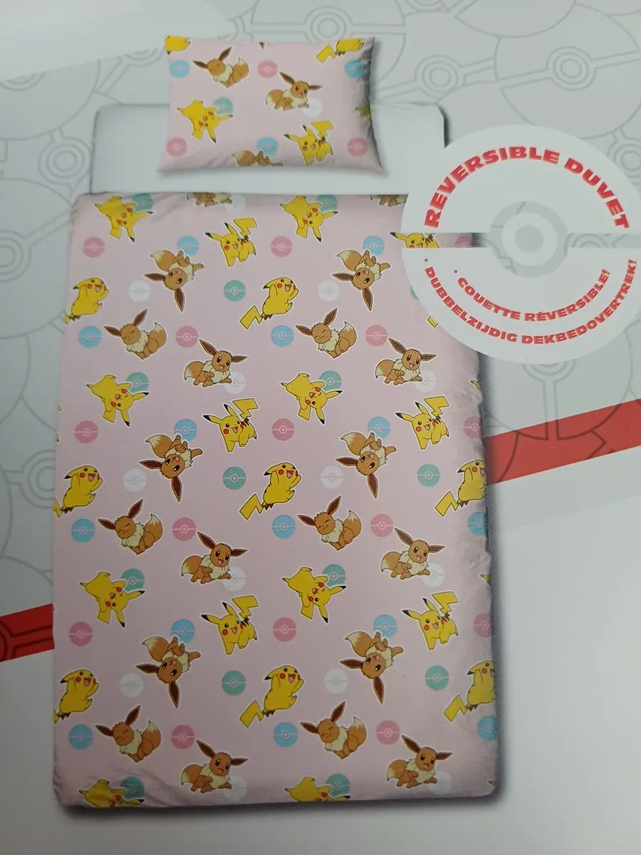 Tomy Pokémon Pikachu & Eevee Dekbedovertrek 140x200cm - Roze