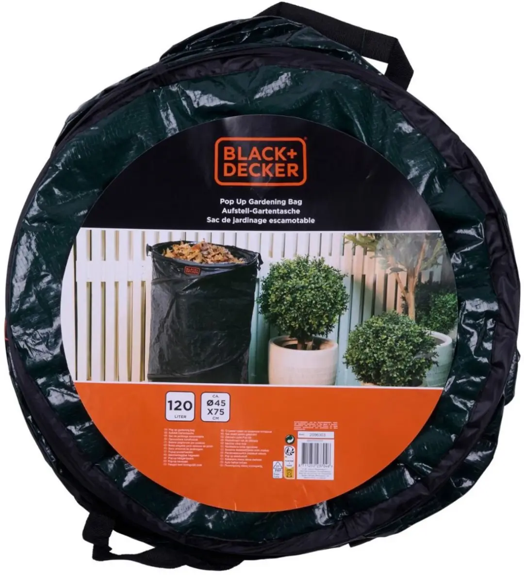 BLACK+DECKER Tuinafvalzak Opvouwbaar 120L - 45x75cm Groen