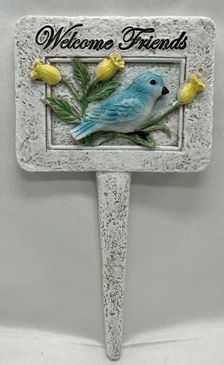 Impuls Tuinsteker Polyresin Blauwe Vogel Welcome Friends