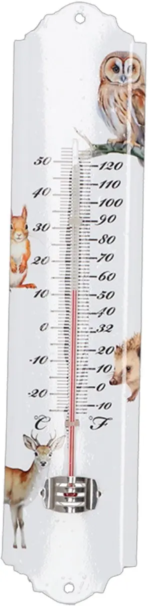 Esschert Design Thermometer Bosdierenprint 30x7cm