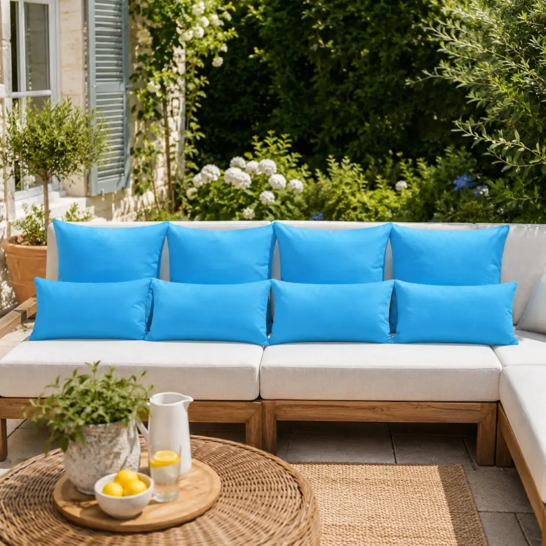 Anna's Collection Bank/Tuin Kussens Set 8-delig - Lichtblauw - afbeelding 6 van 6