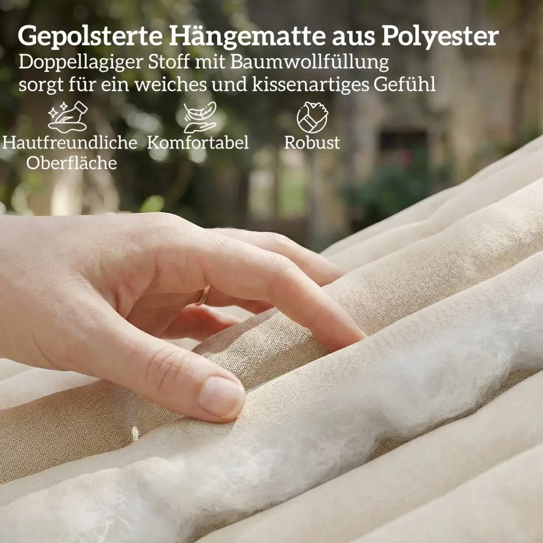 Outsunny Hangmat Beukenhout Polyester 325x140cm - 2 Personen - Crèmewit