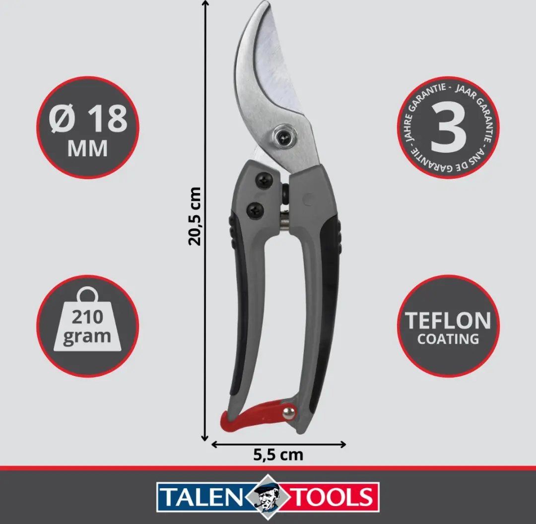 Talen Tools Snoeischaar 20cm - Voorbijsnijdend - Blank geslepen