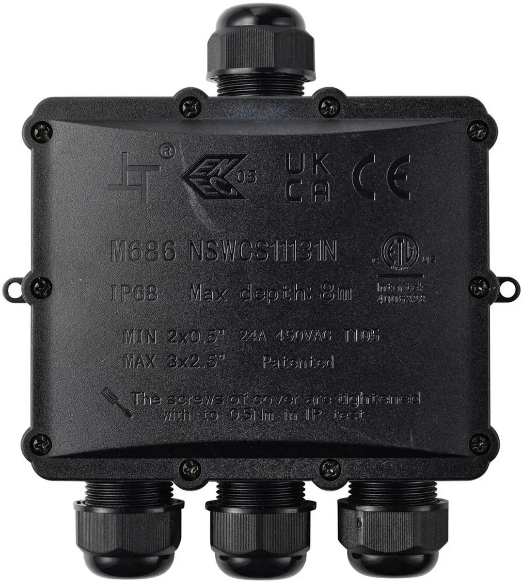 Tru Components TC-14745292 Waterdichte Connector - 4 Ingangen 0,5-4,0 mm² - Zwart