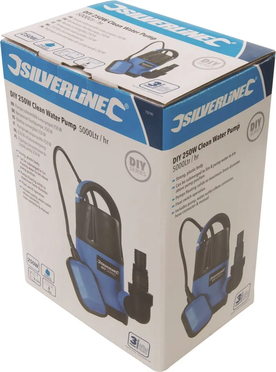 Silverline Schoonwaterpomp 250W - 5000L/u - 5m Dompeldiepte