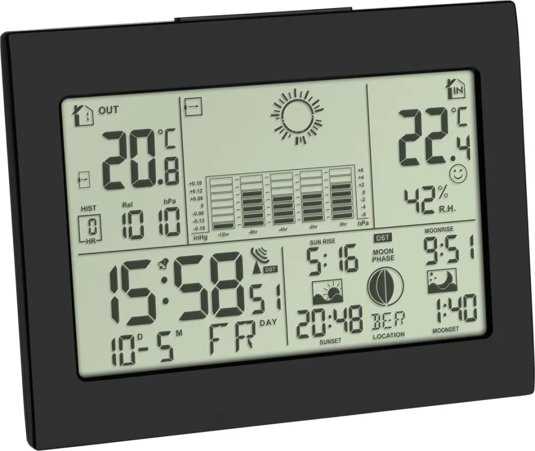 TFA Dostmann Horizon 35.1155 Draadloos Weerstation - 3 Sensoren - Zwart