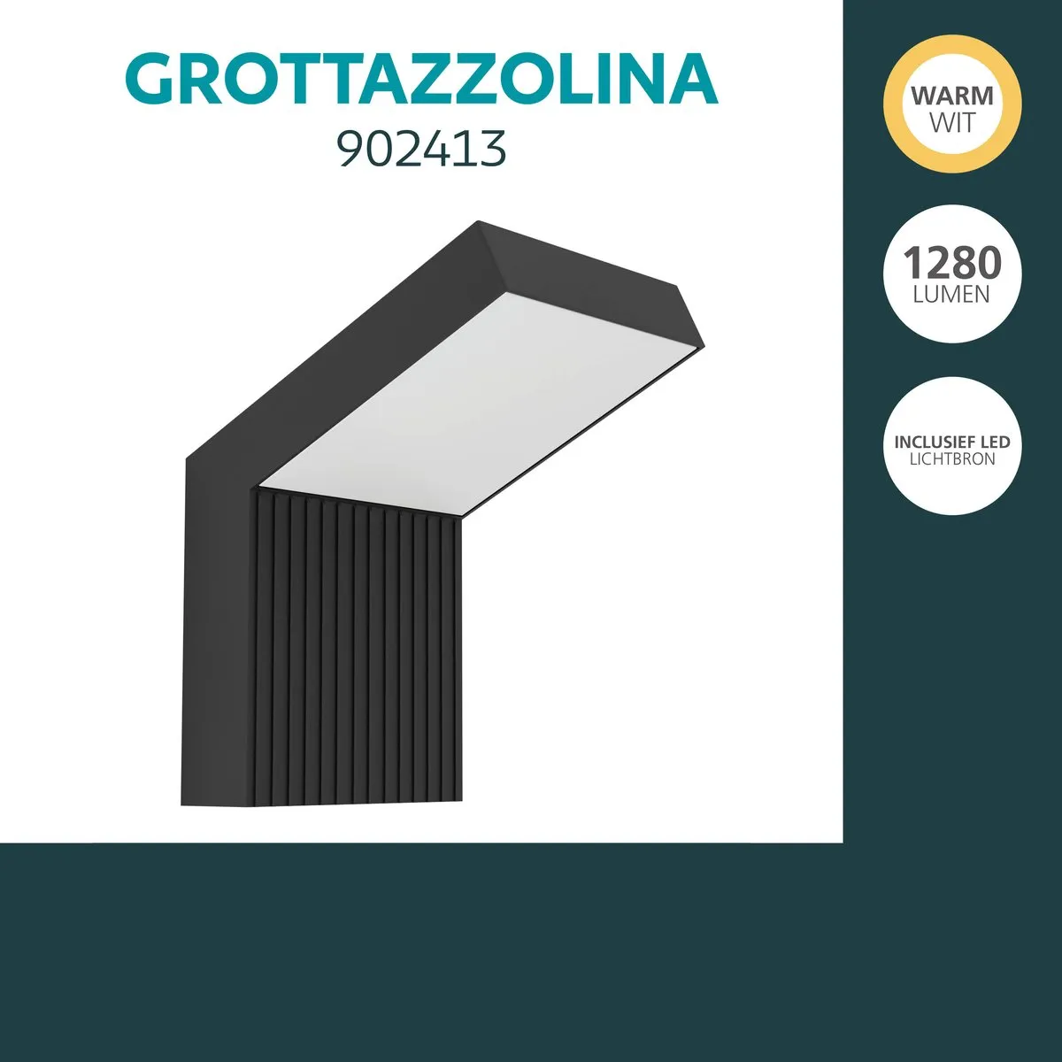 Eglo Grottazzolina Wandlamp Buiten LED 17.5cm - Zwart/Melkkleurig