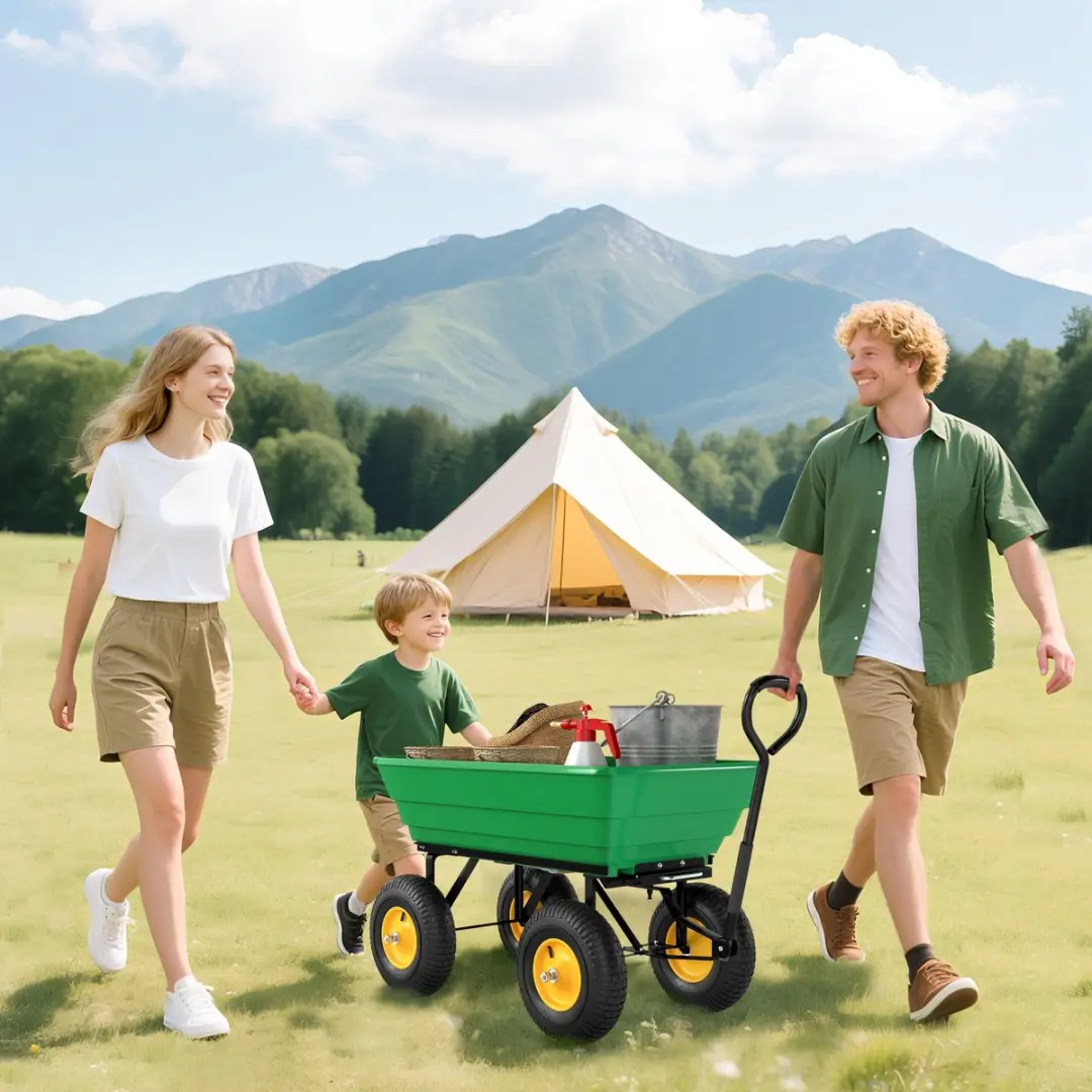 Outsunny Tuinkar Kunststof 109x52x94cm - Groen