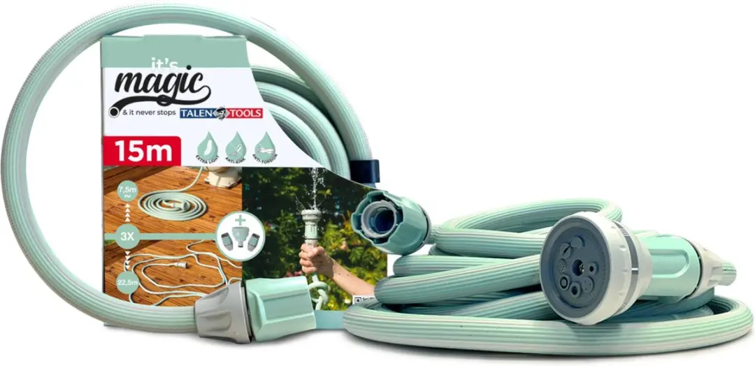 Talen Tools Tuinslang Magic 15m - 1/2 inch - Groeislang met 6-functies broespistool