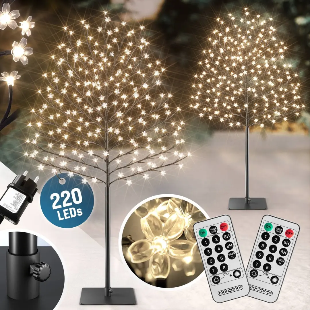 Monzana Kerstverlichting 2x Kersenbloesemboom 220cm - Warm wit - afbeelding 6 van 6