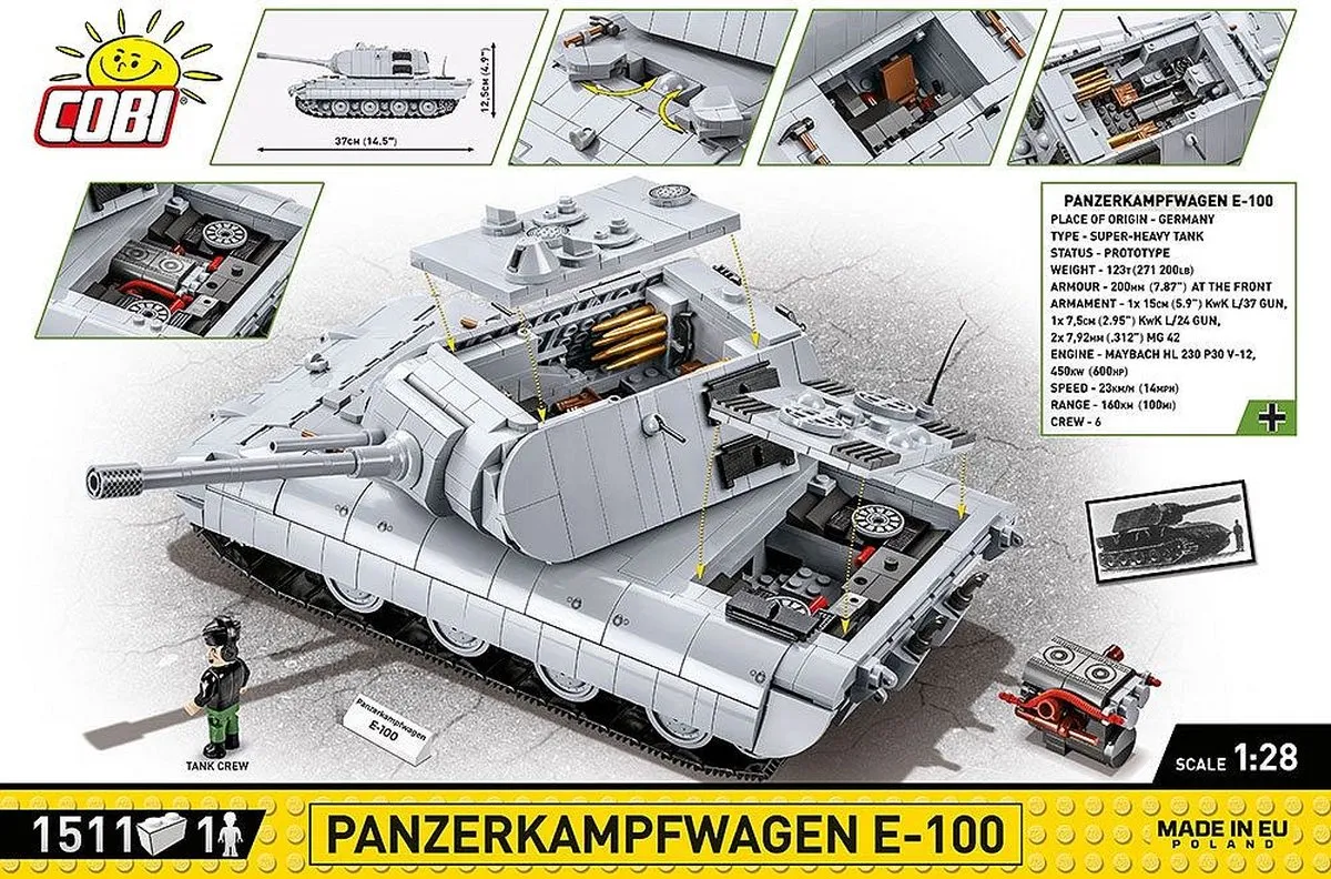 Cobi E-100 Gevechtsvoertuig 2572 - 1511 Onderdelen - Meerkleurig